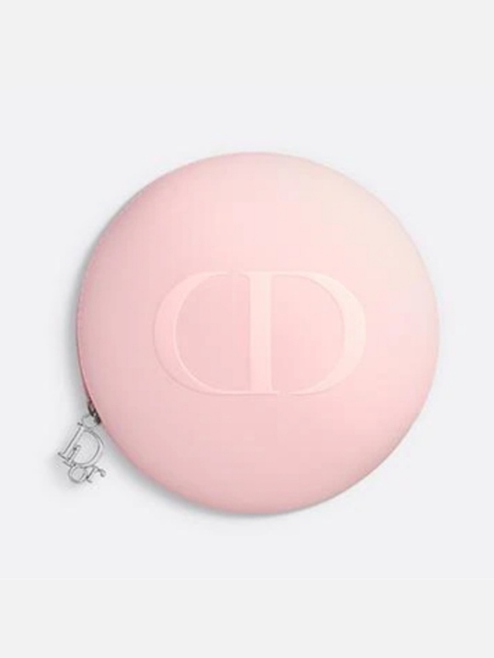 Dior Pink Round CD Zip Pouch with Silver D Charm